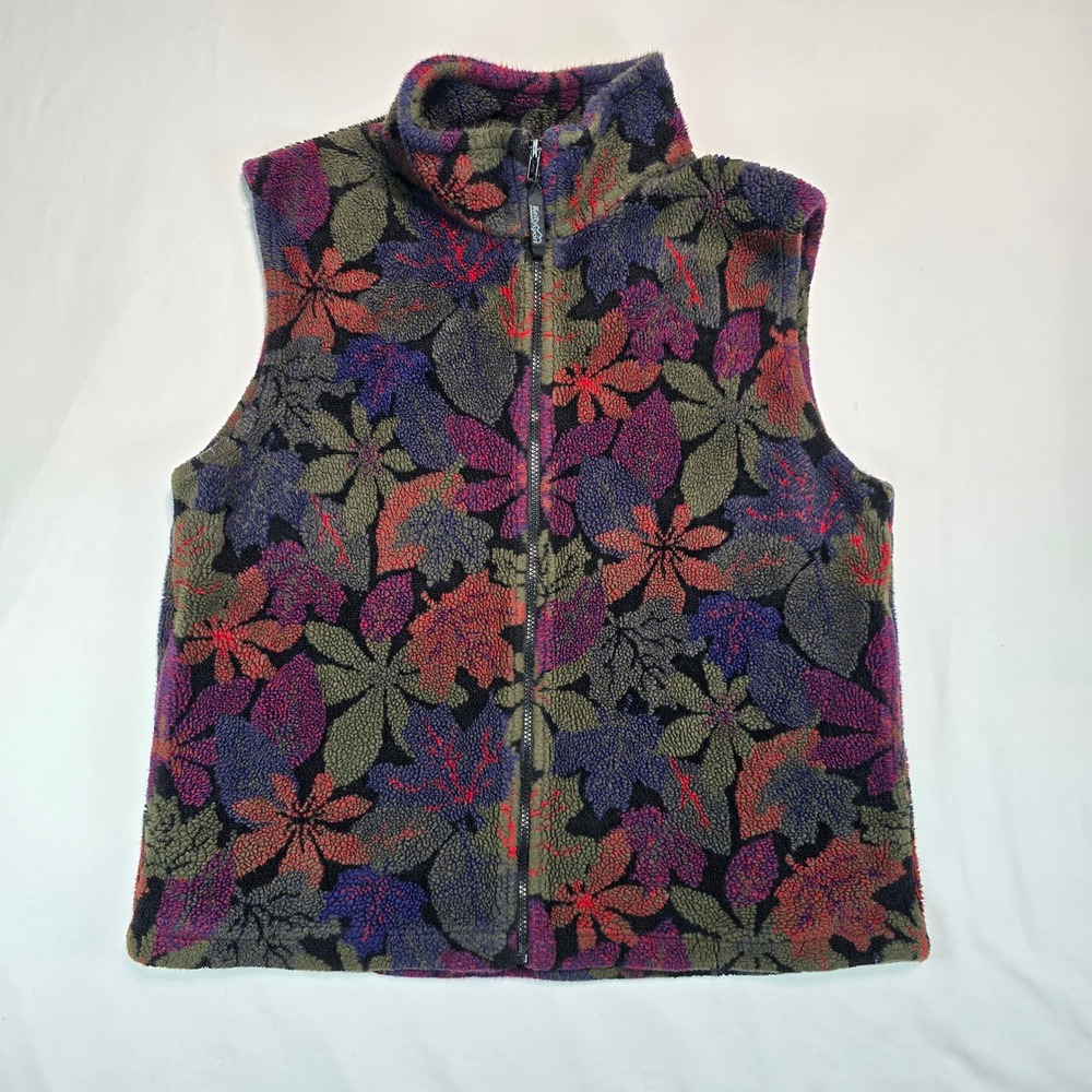 Kellysport Westcoast Wear Fleece Vest Leaf Print Full Zip Made in Canada XL